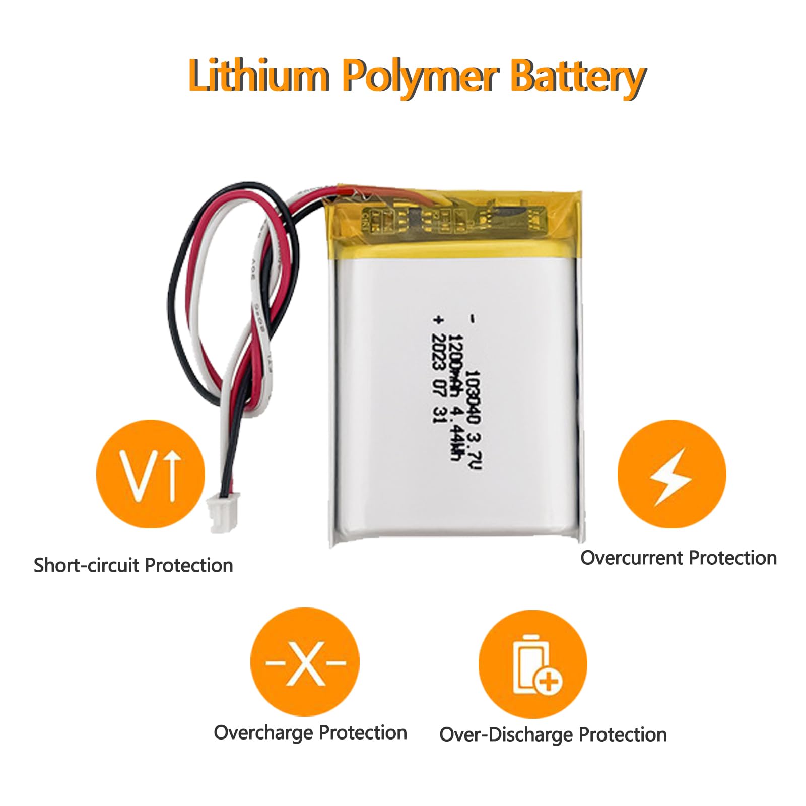 Lithium Polymer Battery 3.7V 1200mAh 103040 Lipo Rechargeable